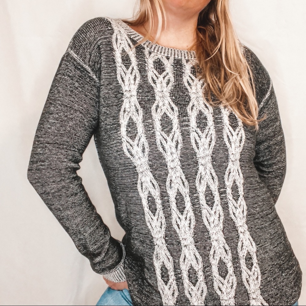 BB Dakota Cable-Knit Long Sleeve Crewneck Sweater